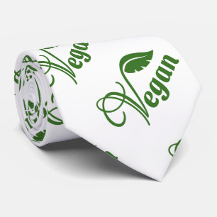 Vintage Green Vegan Logo Leaf Neck Tie