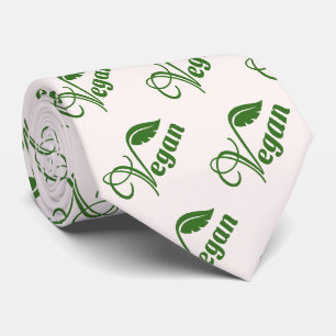 Vintage Green Vegan Logo Leaf Neck Tie