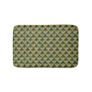 Vintage Green white floral pattern St Patrick Bath Mat