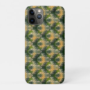 Vintage Green White Orange Floral Pattern iPhone 11 Pro Case