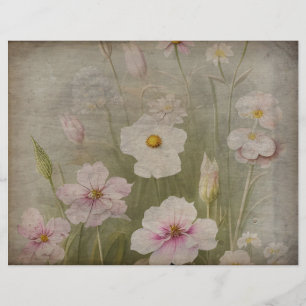 Vintage Green & White Scrapbook Paper