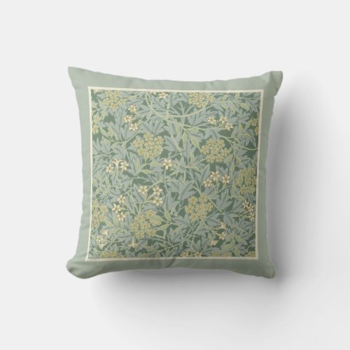 Vintage Green William Morris Jasmine Throw Pillow