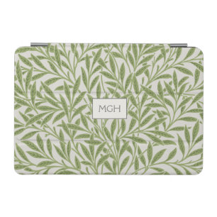 Vintage Green Willow Leaves Monogram iPad Mini Cover
