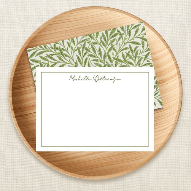 Vintage Green Willow Leaves Note Card (Creator Uploaded)