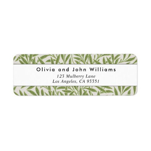 Vintage Green Willow Leaves Return Address Label