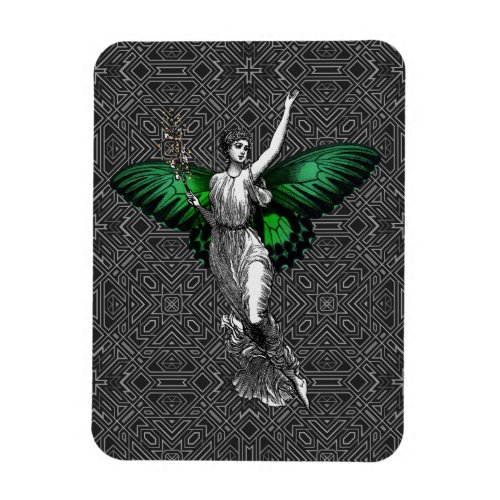 Vintage Green Wing Fairy Art Deco Magnet