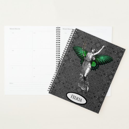 Vintage Green Wing Fairy Art Deco Personalized Planner