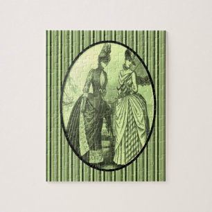 vintage green women jigsaw puzzle