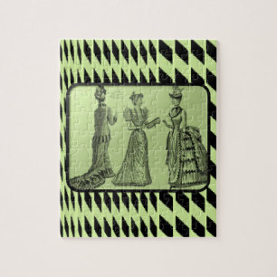 vintage green women jigsaw puzzle