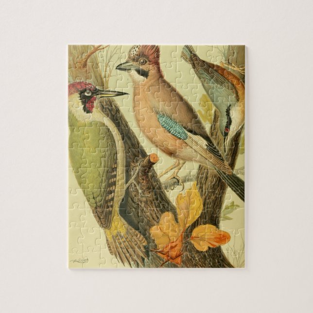 Vintage green woodpecker jigsaw puzzle (Vertical)