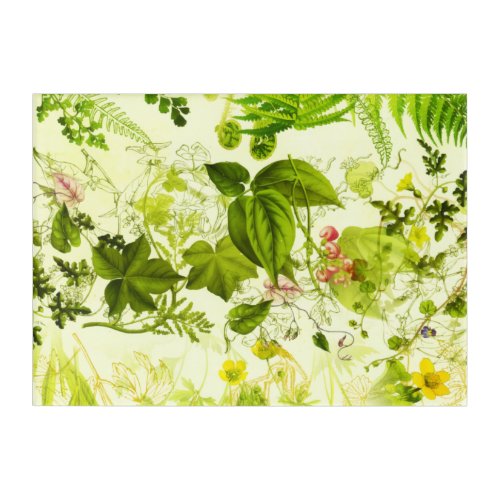 Vintage Greenery Botanical Wildflowers Watercolor Acrylic Print