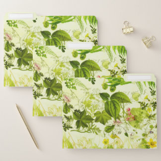 Vintage Greenery Botanical Wildflowers Watercolor File Folder