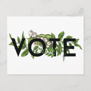 Vintage Greenery Floral Elegant Feminine Go Vote Postcard