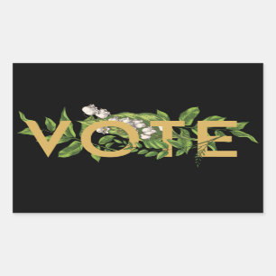 Vintage Greenery Floral Elegant Feminine Go Vote Rectangular Sticker