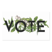 Vintage Greenery Floral Elegant Feminine Go Vote Rectangular Sticker