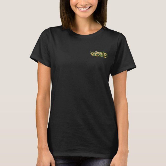Vintage Greenery Floral Elegant Feminine Go Vote T-Shirt (Front)