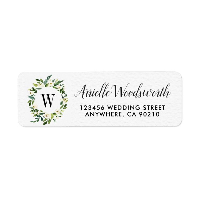 Vintage Greenery Floral Wedding Address Labels (Front)
