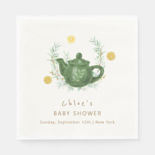 Vintage Greenery Orange Par-Tea Baby Shower  Napkins