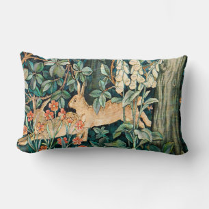 Vintage "Greenery" - Tree Flower & Rabbit Lumbar Pillow