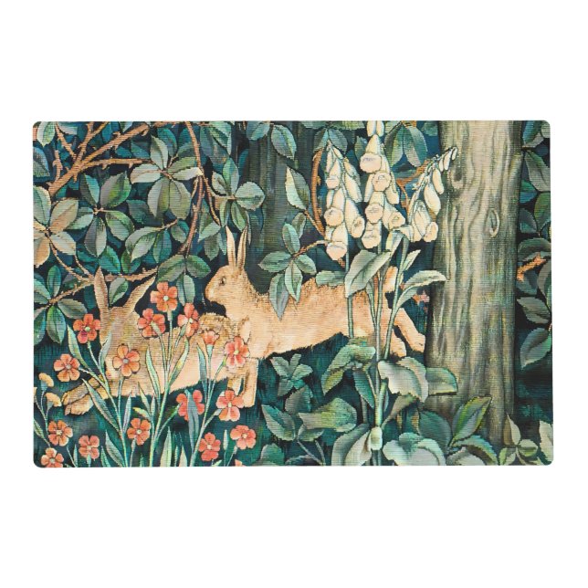 Vintage "Greenery" - Tree Flower & Rabbit Placemat (Front)