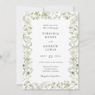 Vintage Greenery Wedding Invitation