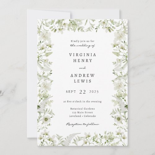 Vintage Greenery Wedding Invitation