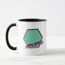 Vintage Greenish Hexagon with Pink Circle Text