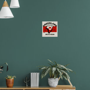 Vintage Greenland Map Logo - Arctic Sun Est. 1979 Poster