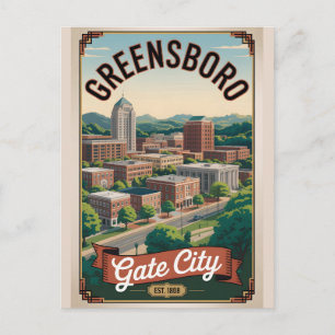 Vintage Greensboro North Carolina Retro Travel Holiday Postcard
