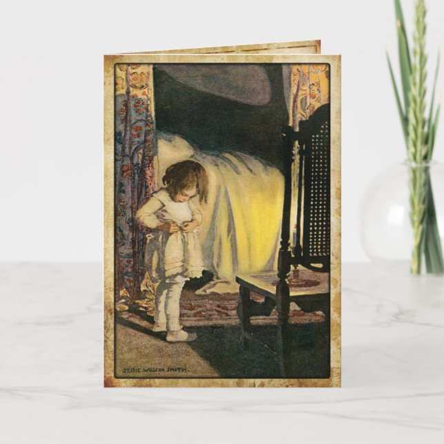 Vintage Greeting Card with Cute Illustration (Front)