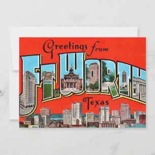 Vintage Greeting Fort Worth TX 5x7 Big Postcard