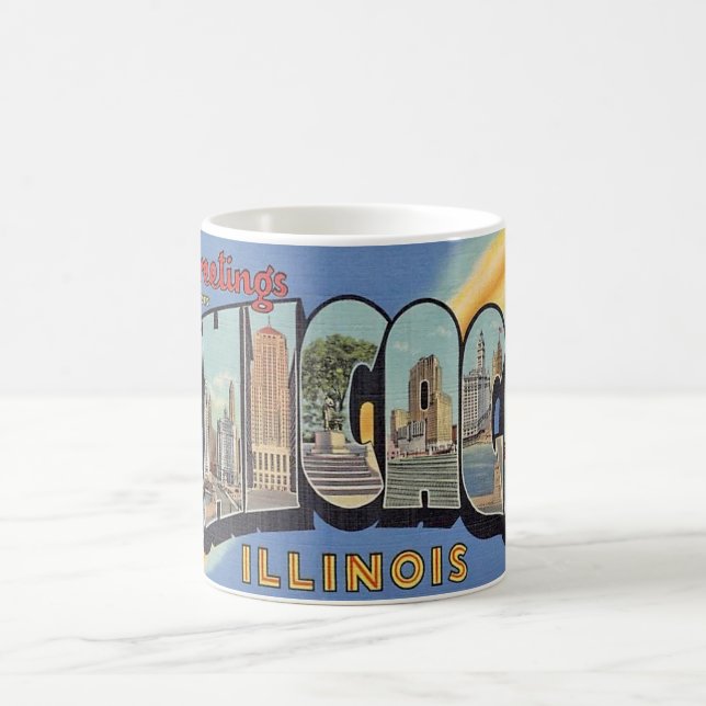 Vintage Greeting from Chicago  Coffee Mug (Center)