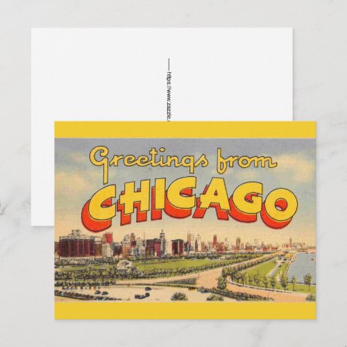 Vintage Greeting from Chicago  Postcard