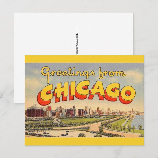 Vintage Greeting from Chicago  Postcard (Front/Back)