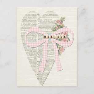 Vintage greeting illustration card, romantic heart holiday postcard