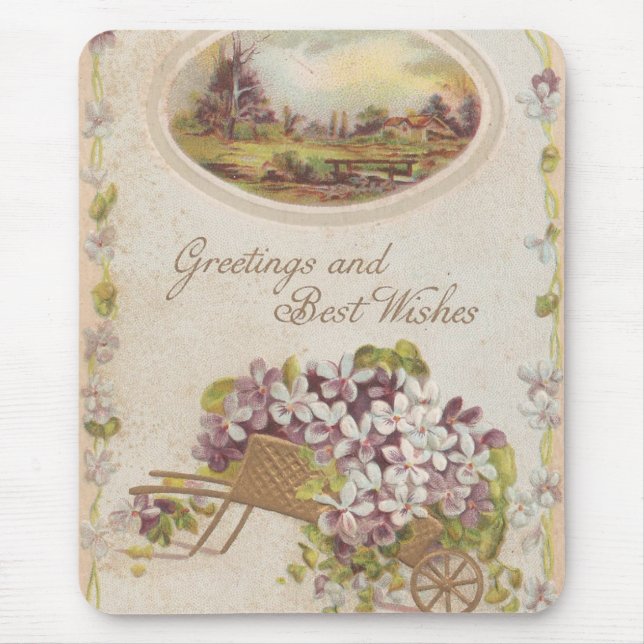 Vintage Greetings and Best Wishes Mouse Pad (Front)