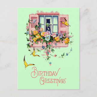 Vintage Greetings Birthday Postcard