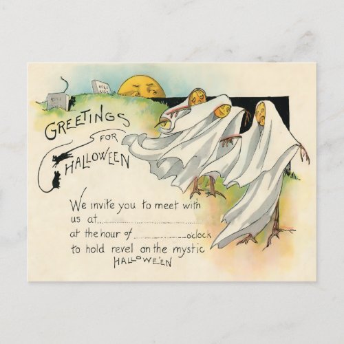 Vintage Greetings for HalloweenInvitation  Postcard