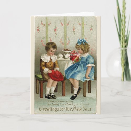 Vintage Greetings for the New Year Holiday Card