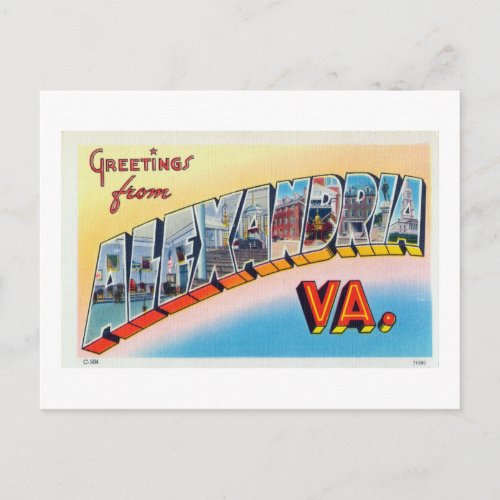 Vintage Greetings From Alexandria Virginia Travel  Postcard