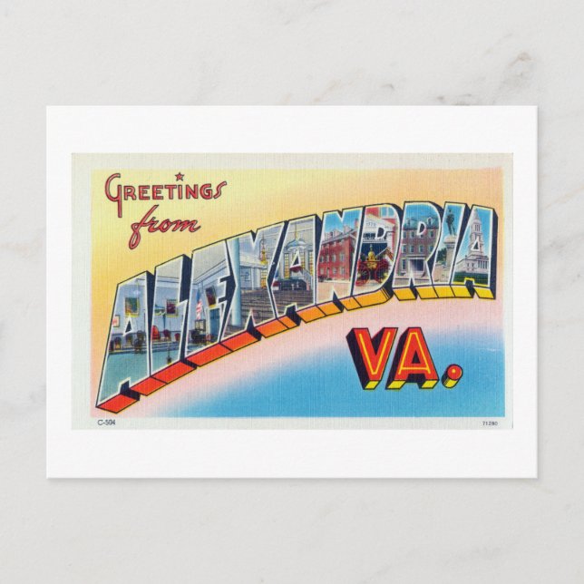 Vintage Greetings From Alexandria Virginia Travel  Postcard (Front)
