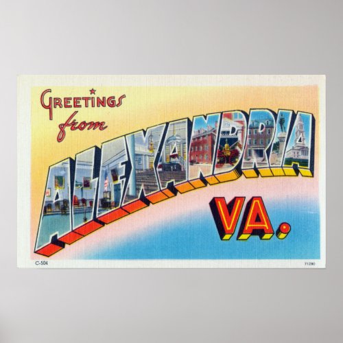 Vintage Greetings From Alexandria Virginia Travel Poster