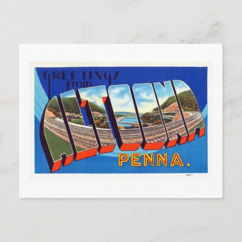 Vintage Greetings From Altoona Pennsylvania Travel Postcard