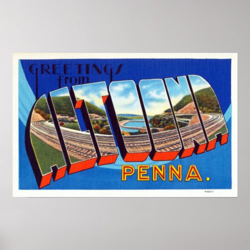 Vintage Greetings From Altoona Pennsylvania Travel Poster