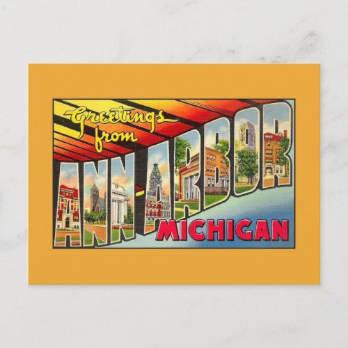Vintage greetings from Ann Arbor MI Postcard