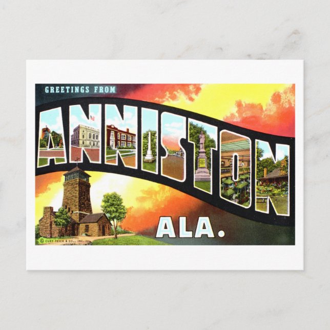 Vintage Greetings from Anniston, Alabama Postcard (Front)