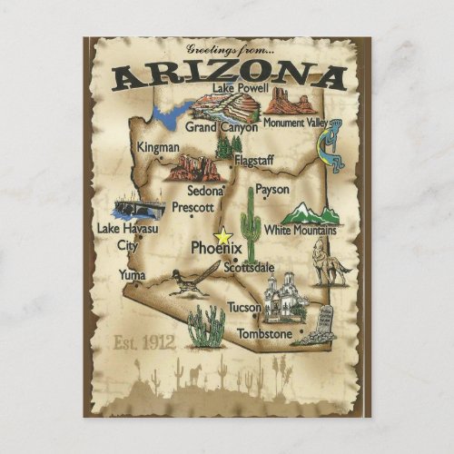 Vintage Greetings From Arizona Postcard