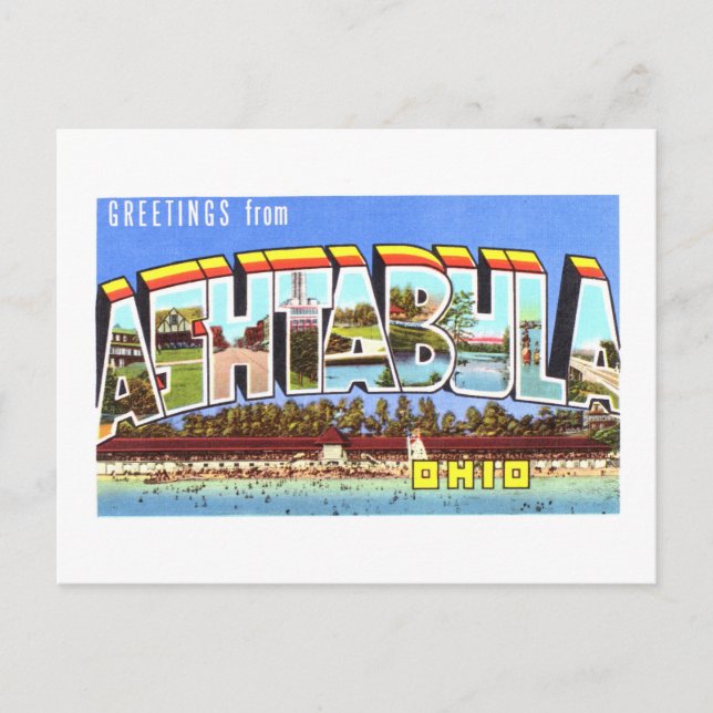 Vintage Greetings from Ashtabula, Ohio, Postcard (Front)
