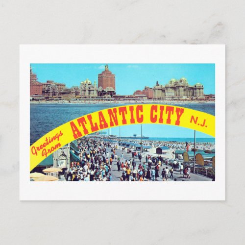 Vintage Greetings From Atlantic CIty New Jersey Po Postcard