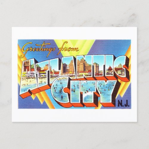 Vintage Greetings from Atlantic City New Jersey Postcard